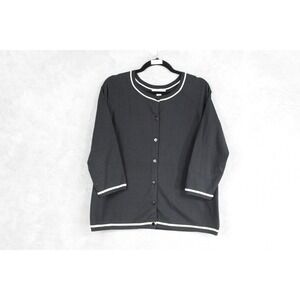 Pendleton Cardigan Sweater Women L‎ Petite Black Silk Blend Classiccore Capsule